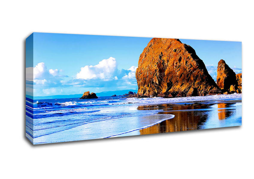 Picture of Beach Rocks Panoramic Canvas Wall Art