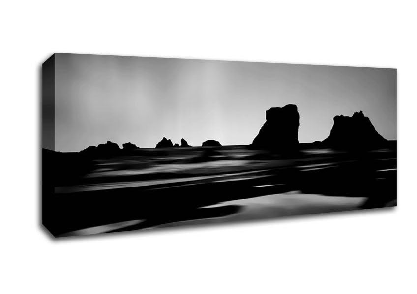 Picture of Black And White Ocean Panoramic Canvas Wall Art