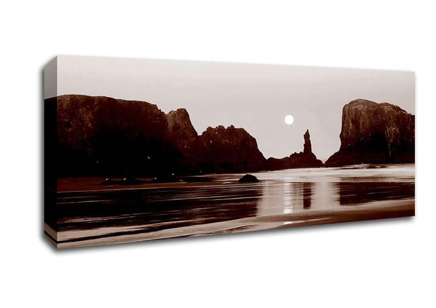 Picture of Chocolate Ocean Rocks Panoramic Canvas Wall Art