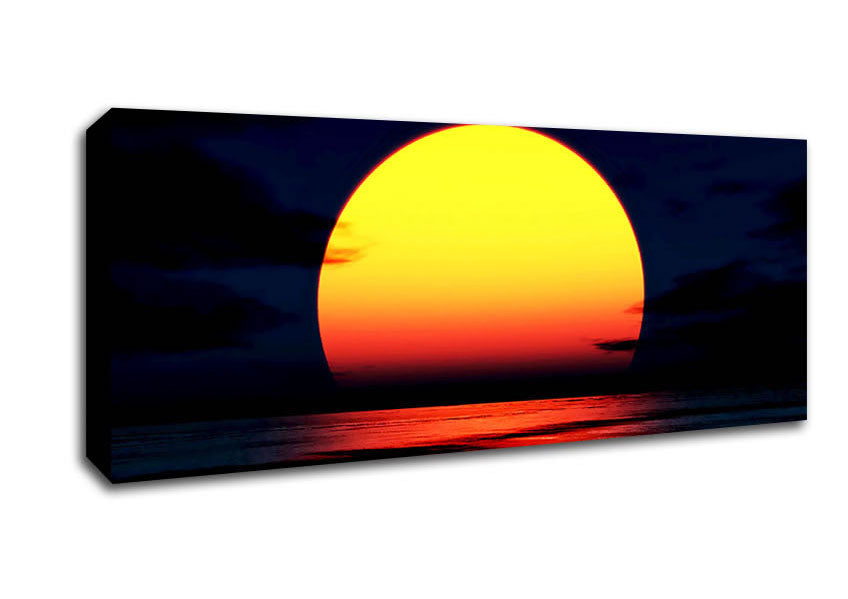 Picture of Huge Golden Sun Over Ocean Panoramic Canvas Wall Art