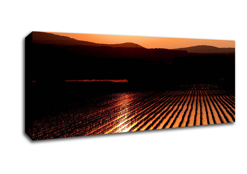 Picture of Sunset Over The Wheatfield Panoramic Canvas Wall Art