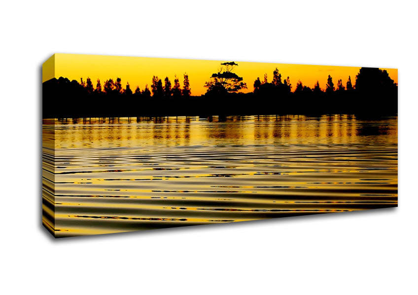 Picture of Yellow Morning Lake Panoramic Canvas Wall Art