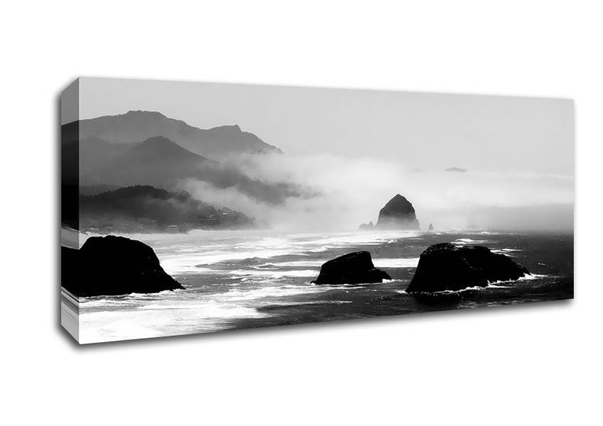 Picture of The Oceans Swell B n W Panoramic Canvas Wall Art