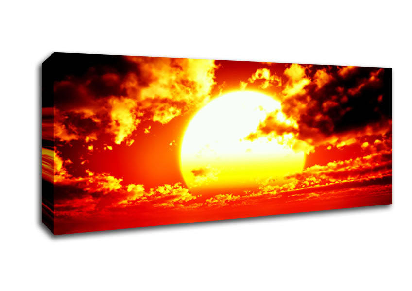 Picture of The Huge Sun Over The Ocean Panoramic Canvas Wall Art