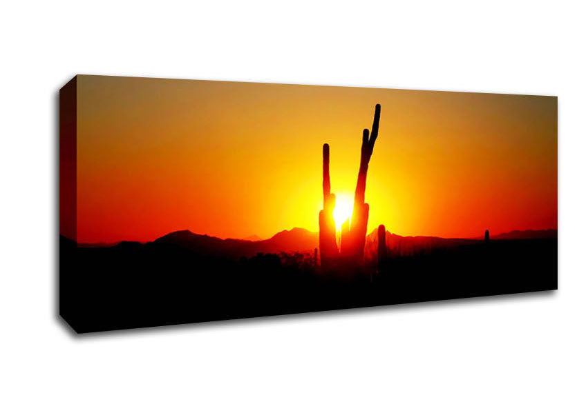 Picture of Red Cactus Sunrise Panoramic Canvas Wall Art