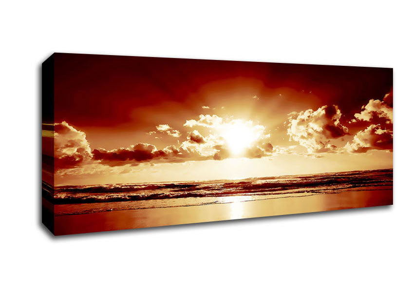 Picture of Peach Ocean Sunrise Panoramic Canvas Wall Art