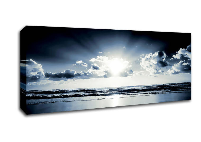 Picture of Blue Ocean Sunrise Panoramic Canvas Wall Art