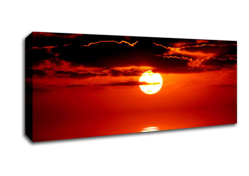 Picture of Orange Sun Clouds Over The Ocean Panoramic Canvas Wall Art