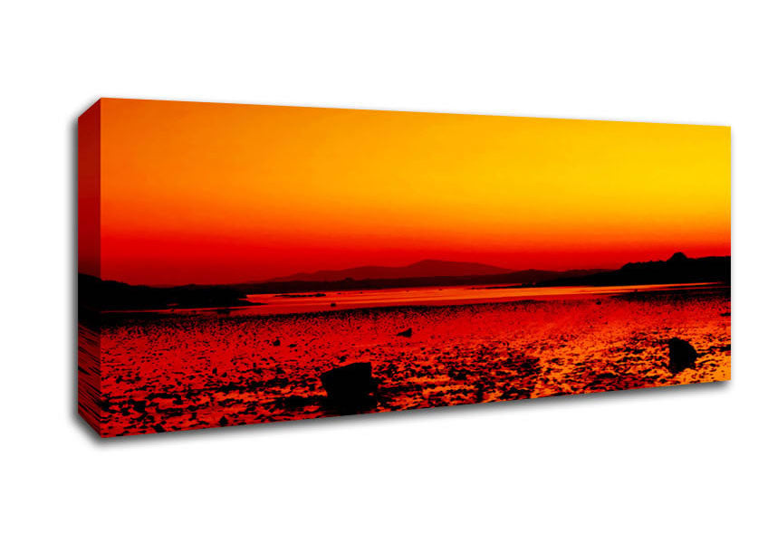 Picture of Orange Red Ocean Surprise Panoramic Canvas Wall Art