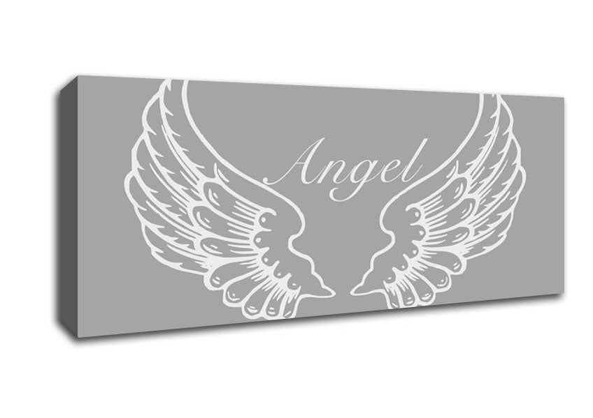 Picture of Angel Wings Grey White Panoramic Canvas Wall Art