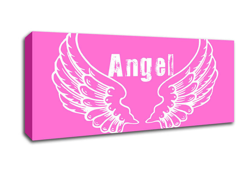 Picture of Angel Wings 2 Vivid Pink Panoramic Canvas Wall Art