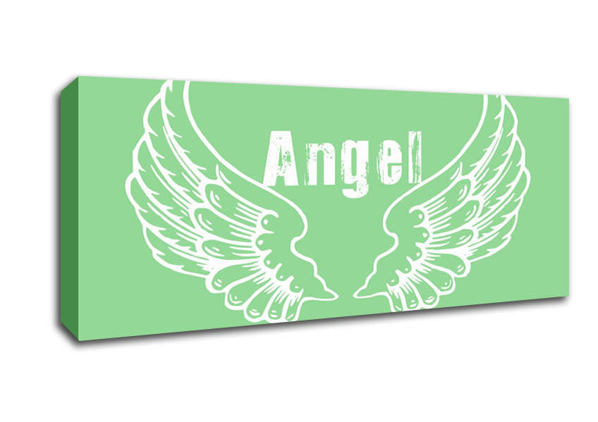 Picture of Angel Wings 2 Green Panoramic Canvas Wall Art