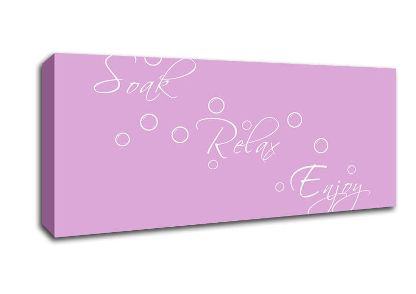 Picture of Bathroom Quote Soak Relax Enjoy Pink Panoramic Canvas Wall Art