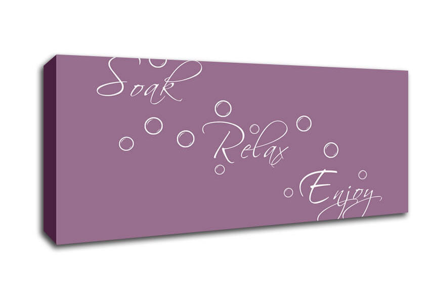 Picture of Bathroom Quote Soak Relax Enjoy Dusty Pink Panoramic Canvas Wall Art