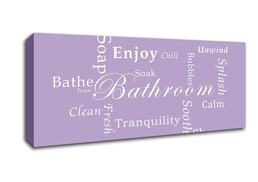 Picture of Bathroom Quote Bathroom Tranquility Lilac Panoramic Canvas Wall Art