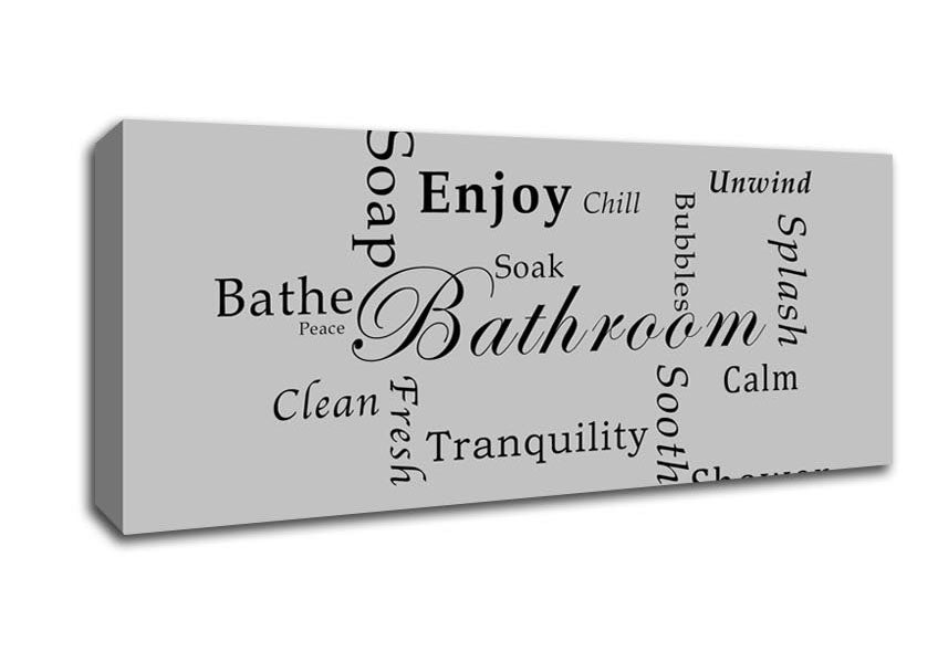 Picture of Bathroom Quote Bathroom Tranquility Grey Panoramic Canvas Wall Art