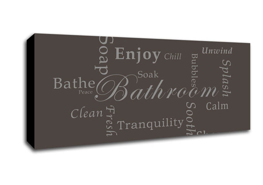 Picture of Bathroom Quote Bathroom Tranquility Chocolate Panoramic Canvas Wall Art