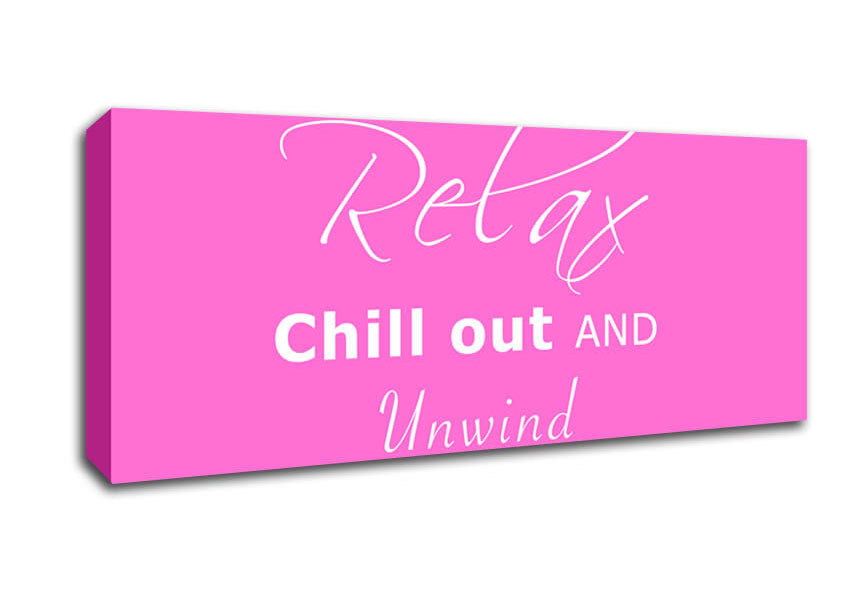 Picture of Bathroom Quote Relax Chill Out Vivid Pink Panoramic Canvas Wall Art