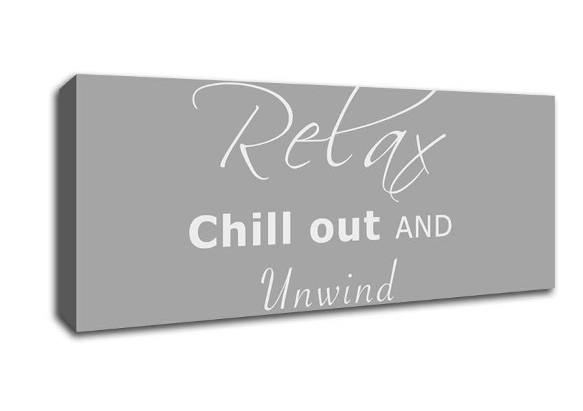 Picture of Bathroom Quote Relax Chill Out Grey White Panoramic Canvas Wall Art