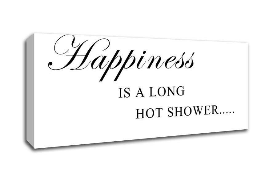 Picture of Bathroom Quote Happiness Is A Long Hot Shower White Panoramic Canvas Wall Art