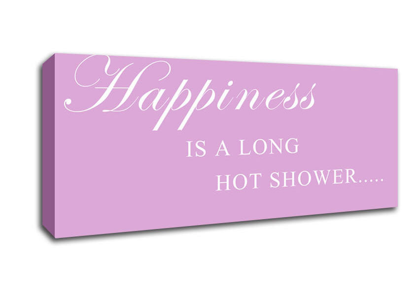 Picture of Bathroom Quote Happiness Is A Long Hot Shower Pink Panoramic Canvas Wall Art