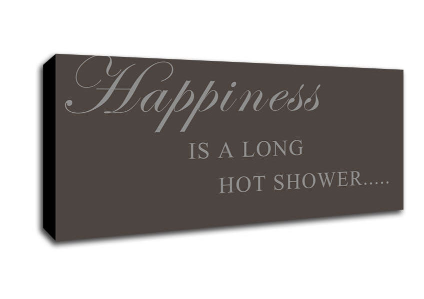 Picture of Bathroom Quote Happiness Is A Long Hot Shower Chocolate Panoramic Canvas Wall Art