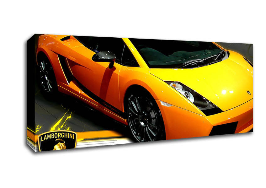 Picture of Yellow Tuned Lamborghini Panoramic Canvas Wall Art