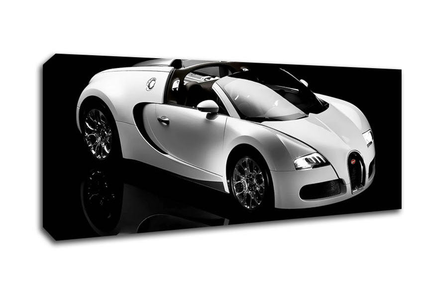 Picture of Bugatti Veyron Black And White Panoramic Canvas Wall Art