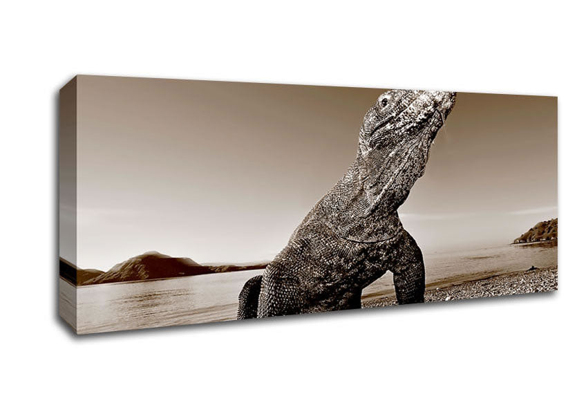 Picture of Beach Komodo Dragon Panoramic Canvas Wall Art