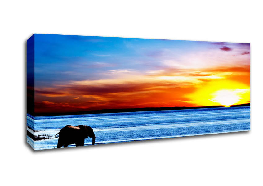 Picture of Elephant Ocean Panoramic Canvas Wall Art