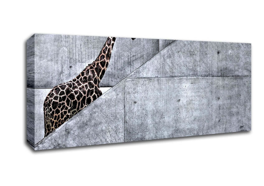 Picture of Giraffe Climbing Stairs Panoramic Canvas Wall Art