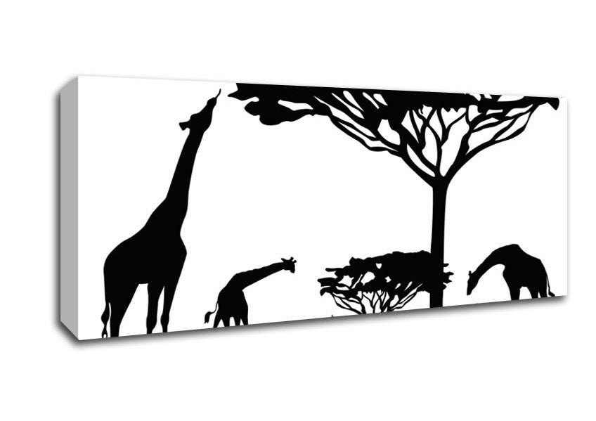 Picture of Giraffe Silhouette Panoramic Canvas Wall Art