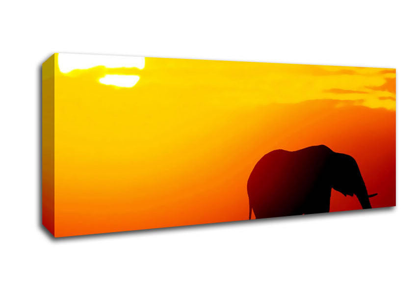 Picture of Golden Elephant Panoramic Canvas Wall Art