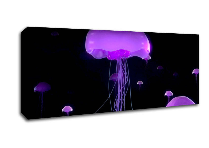 Picture of Jellyfish Lights Up The Ocean Panoramic Canvas Wall Art