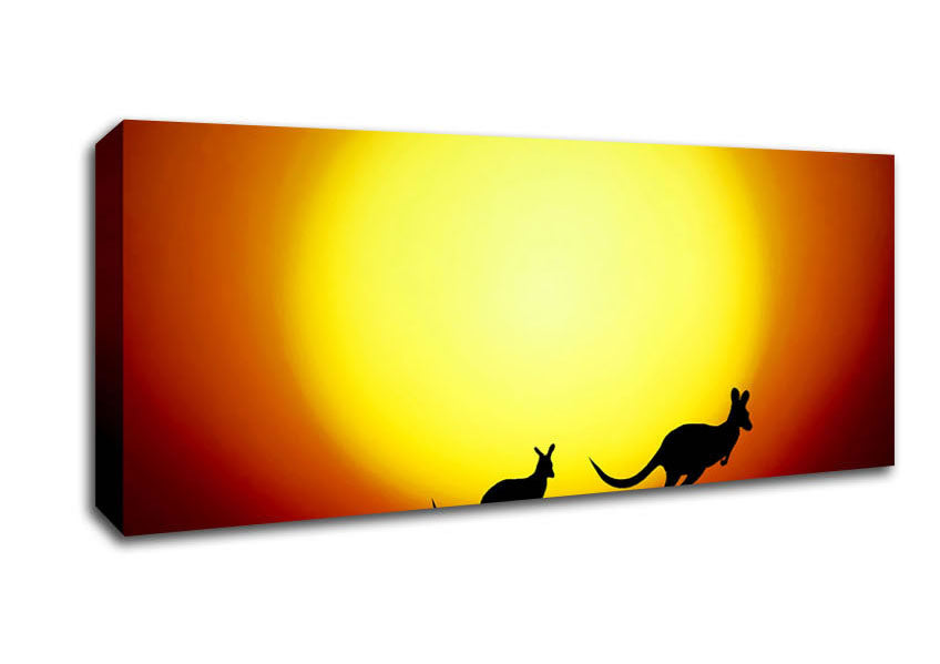 Picture of Kangaroos By Sunlight Panoramic Canvas Wall Art