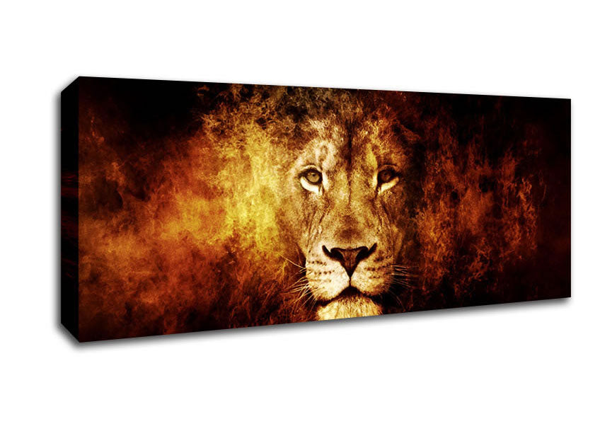 Picture of Lion Blaze Panoramic Canvas Wall Art