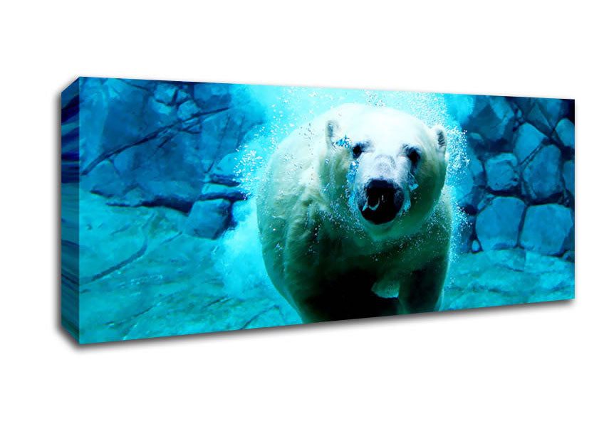 Picture of Polar Bear Ocean Panoramic Canvas Wall Art