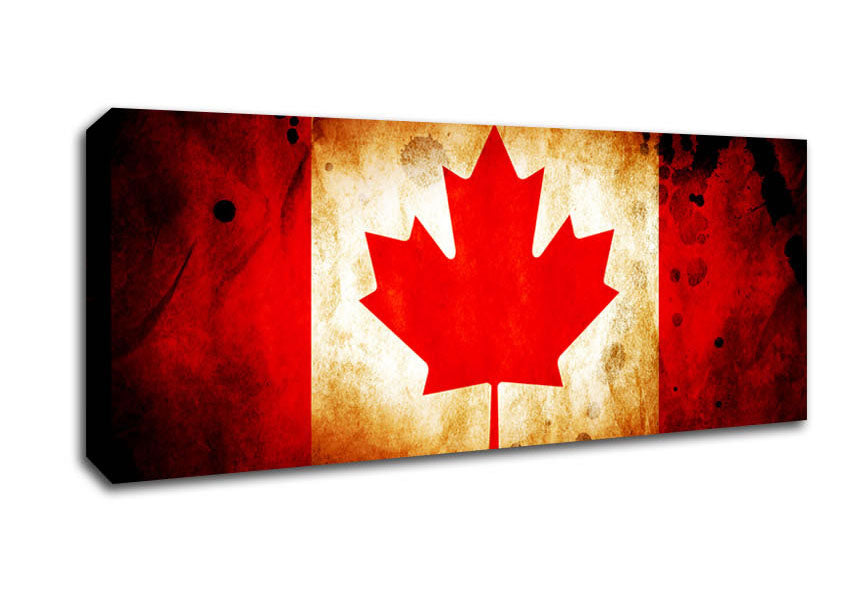 Picture of Canadian Flag Grunge Panoramic Canvas Wall Art