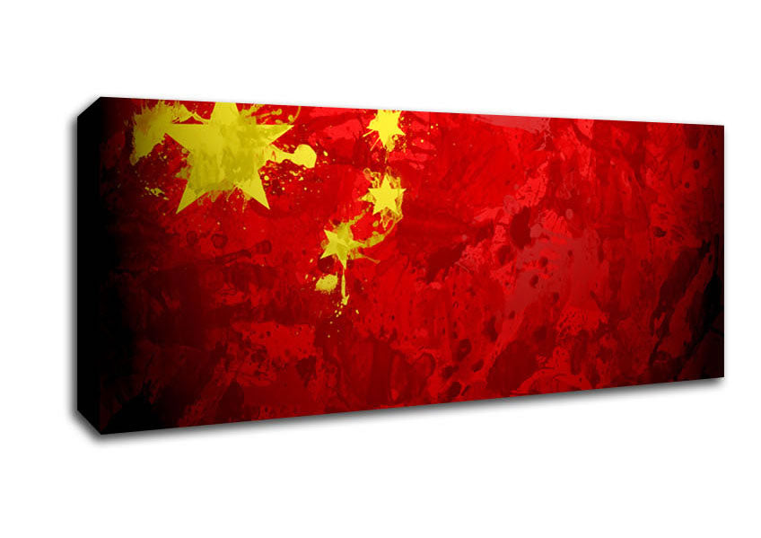 Picture of China Flag Grunge Panoramic Canvas Wall Art