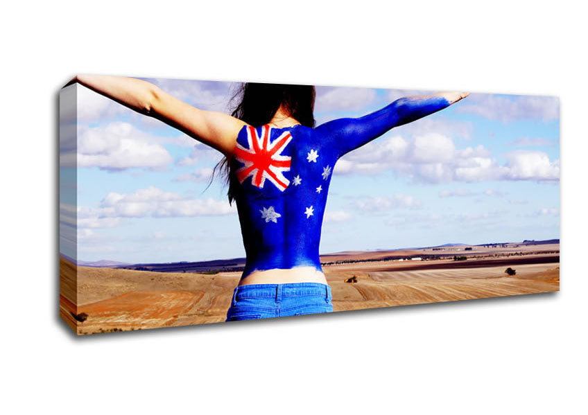 Picture of Australian Flag Woman Panoramic Canvas Wall Art