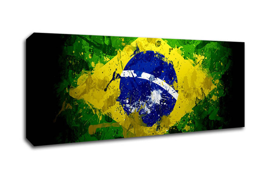 Picture of Brazilian Flag Grunge Panoramic Canvas Wall Art