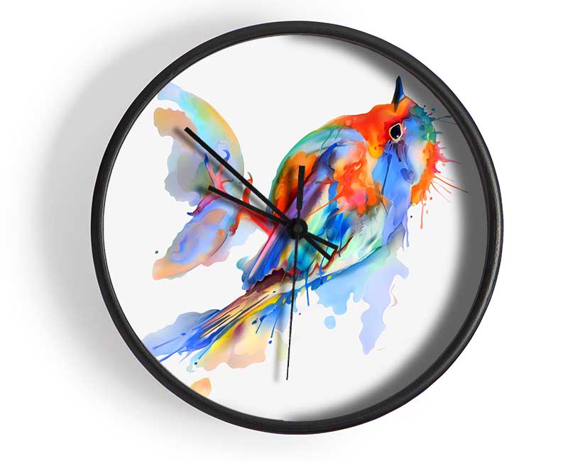 Colourful Robin Clock - Wallart-Direct UK