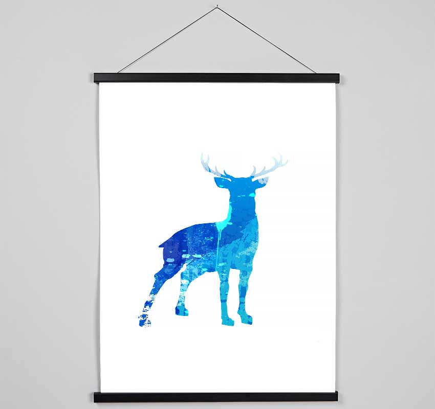 Blue Stag Hanging Poster - Wallart-Direct UK