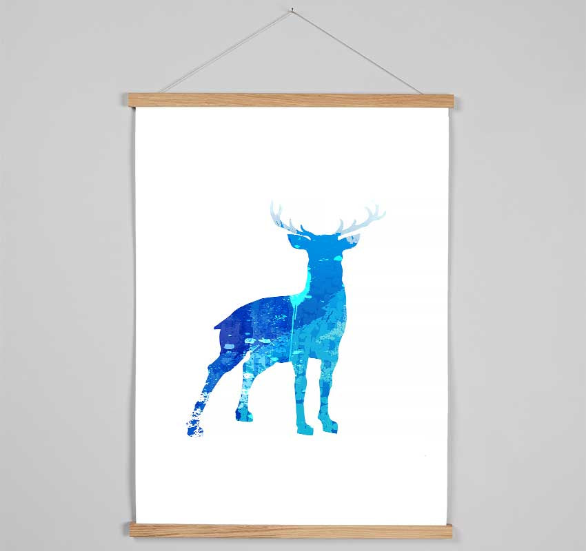 Blue Stag Hanging Poster - Wallart-Direct UK