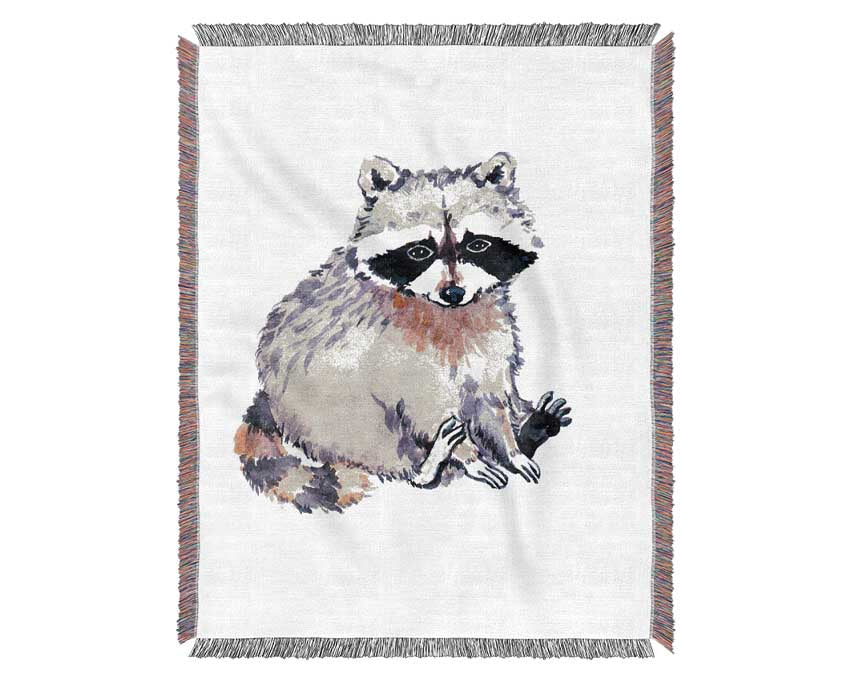 Raccoon Sitting Woven Blanket