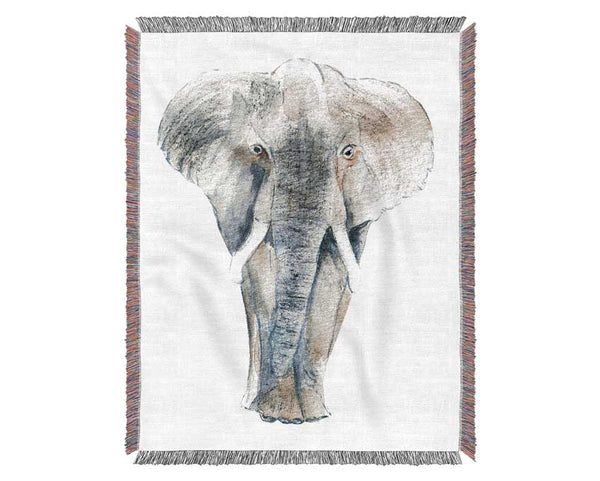 Elephant Drawing Woven Blanket