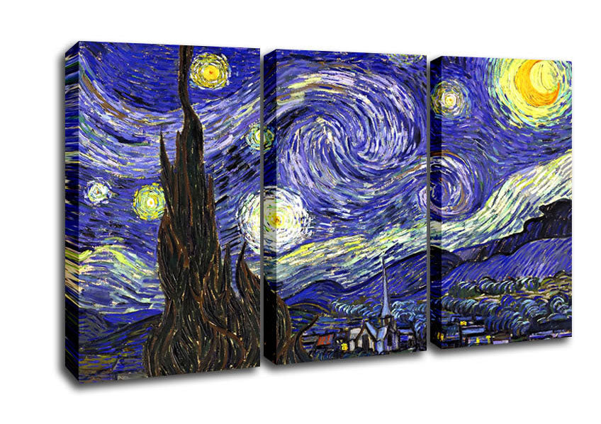 Picture of Starry Night 3 Panel Canvas Wall Art