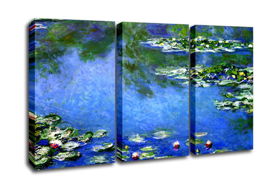 Picture of Monet Water Lilies In Monets Garden 3 Panel Canvas Wall Art