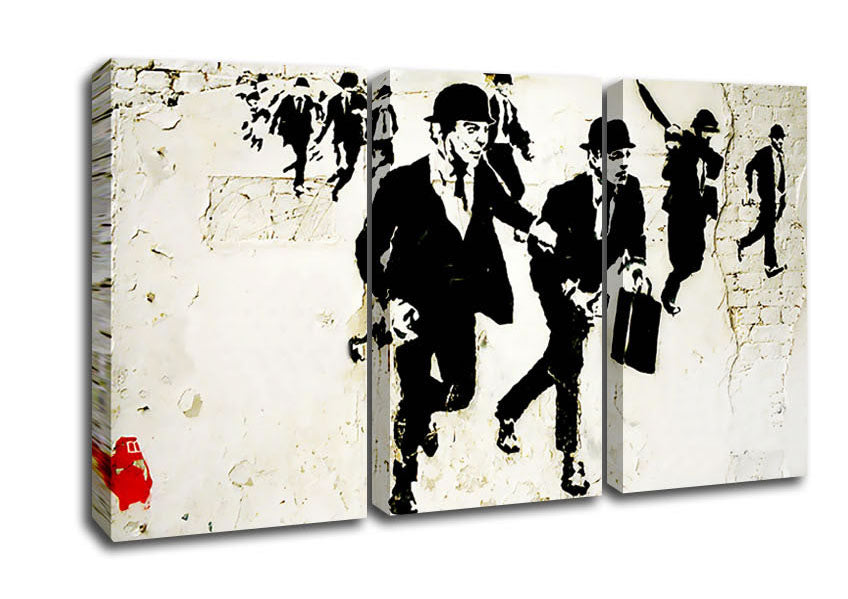 Picture of Bankers On The Run 3 Panel Canvas Wall Art