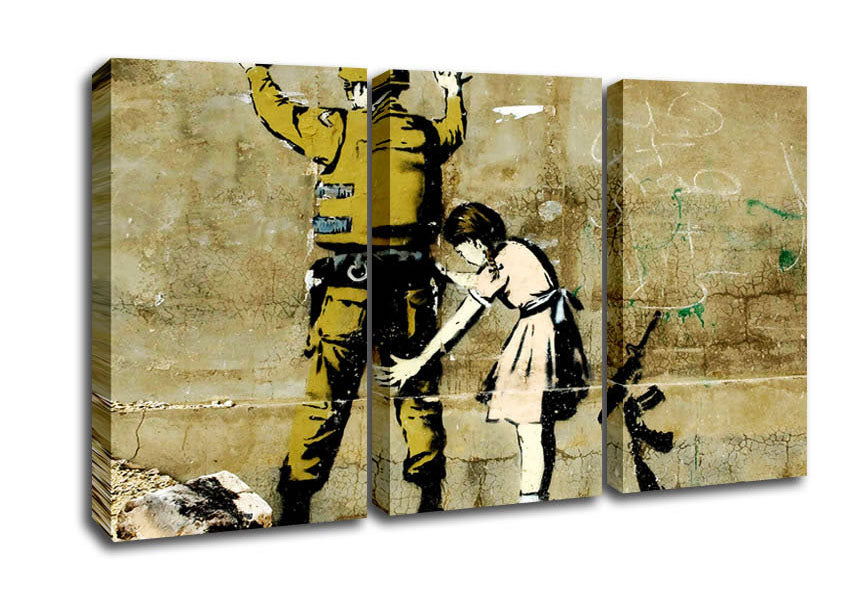 Picture of Child Searching Soldier 3 Panel Canvas Wall Art